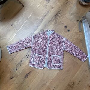 Floral Quilted Coat in Burgundy and Cream
